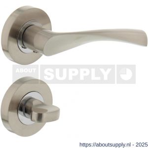 Intersteel 1687 deurkruk Giussy op rozet verdekt diameter 52x10 mm met nokken en WC-sluiting met stift 6x6 mm nikkel mat - S26004895 - afbeelding 1