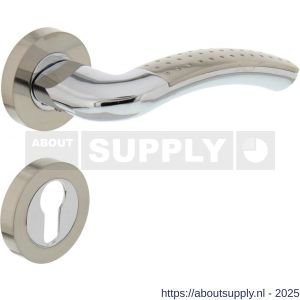 Intersteel 1688 deurkruk Sharon op rozet verdekt diameter 52x10 mm met nokken en cilinderrozetten chroom-nikkel mat - S26004900 - afbeelding 1