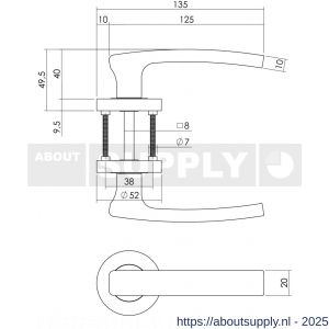 Intersteel 1689 deurkruk Blok op rozet verdekt diameter 52x10 mm met nokken en sleutelrozetten chroom-nikkel mat - S26004904 - afbeelding 2