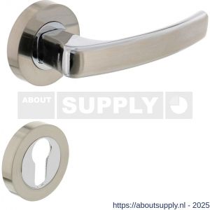 Intersteel 1689 deurkruk Blok op rozet verdekt diameter 52x10 mm met nokken en cilinderrozetten chroom-nikkel mat - S26004905 - afbeelding 1