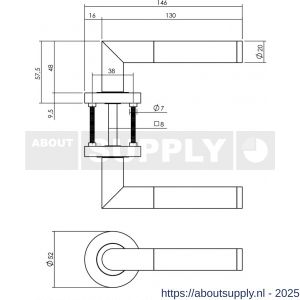 Intersteel Living 1693 deurkruk Bastian op rozet verdekt diameter 52x10 mm met nokken chroom-nikkel mat - S26000302 - afbeelding 2