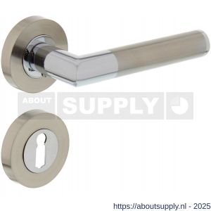 Intersteel 1693 deurkruk Bastian op rozet verdekt diameter 52x10 mm met nokken en sleutelrozetten chroom-nikkel mat - S26004911 - afbeelding 1