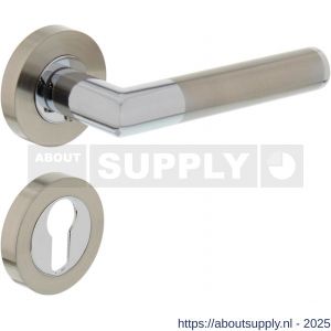 Intersteel 1693 deurkruk Bastian op rozet verdekt diameter 52x10 mm met nokken en cilinderrozetten chroom-nikkel mat - S26004912 - afbeelding 1