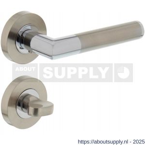 Intersteel 1693 deurkruk Bastian op rozet verdekt diameter 52x10 mm met nokken en WC-sluiting met stift 8x8 mm chroom-nikkel mat - S26004913 - afbeelding 1