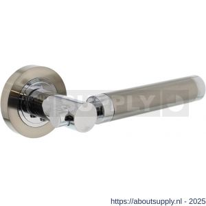 Intersteel Living 1698 deurkruk Birgit op rozet verdekt diameter 52x10 mm met nokken chroom-nikkel mat - S26004928 - afbeelding 1