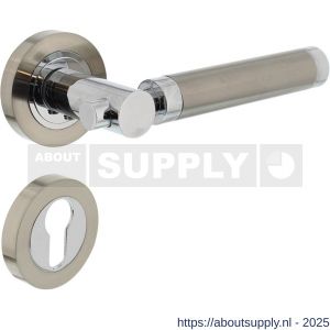 Intersteel 1698 deurkruk Birgit op rozet verdekt diameter 52x10 mm met nokken en cilinderrozetten chroom-nikkel mat - S26004932 - afbeelding 1