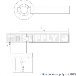 Intersteel 1698 deurkruk Birgit op rozet verdekt diameter 52x10 mm met nokken en WC-sluiting met stift 8x8 mm chroom-nikkel mat - S26004934 - afbeelding 2