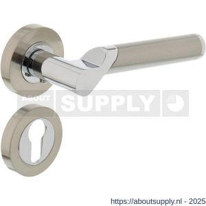 Intersteel 1701 deurkruk Casper op rozet verdekt diameter 52x10 mm met nokken en cilinderrozetten chroom-nikkel mat - S26004939 - afbeelding 1