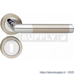 Intersteel 1710 deurkruk Jura met rozet verdekt ATP diameter 51x10 mm met nokken en sleutelrozetten chroom-nikkel mat - S26008009 - afbeelding 1