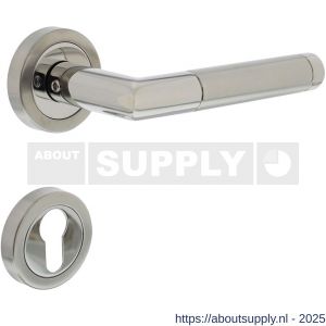 Intersteel 1710 deurkruk Jura met rozet verdekt ATP diameter 51x10 mm met nokken en cilinderrozetten chroom-nikkel mat - S26008010 - afbeelding 1