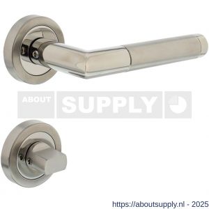Intersteel 1710 deurkruk Jura met rozet verdekt ATP diameter 51x10 mm met nokken en WC-sluiting met stift 8x8 mm chroom-nikkel mat - S26008011 - afbeelding 1
