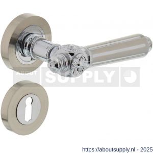 Intersteel 1716 deurkruk Julietta op rozet verdekt diameter 52x10 mm met nokken en sleutelrozetten chroom-nikkel mat - S26004978 - afbeelding 1