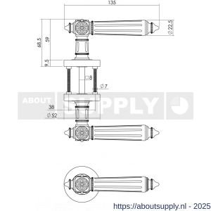 Intersteel 1716 deurkruk Julietta op rozet verdekt diameter 52x10 mm met nokken en cilinderrozetten chroom-nikkel mat - S26004979 - afbeelding 2