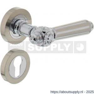 Intersteel 1716 deurkruk Julietta op rozet verdekt diameter 52x10 mm met nokken en cilinderrozetten chroom-nikkel mat - S26004979 - afbeelding 1