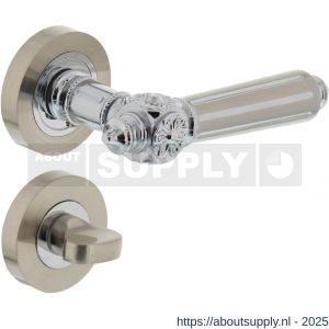 Intersteel 1716 deurkruk Julietta op rozet verdekt diameter 52x10 mm met nokken en WC-sluiting met stift 8x8 mm chroom-nikkel mat - S26004981 - afbeelding 1