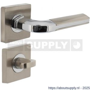 Intersteel 1718 deurkruk Amber op rozet verdekt 55x55x10 mm met nokken en WC-sluiting met stift 6x6 mm chroom-nikkel mat - S26004996 - afbeelding 1
