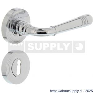 Intersteel 1725 deurkruk Helena op rozet verdekt met rillen diameter 55x10 mm met nokken en sleutelrozetten chroom - S26001772 - afbeelding 1