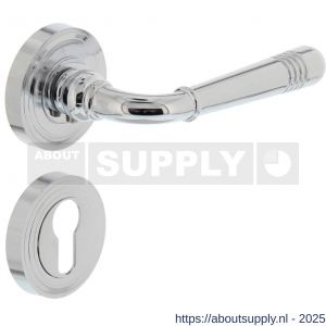 Intersteel 1725 deurkruk Helena op rozet verdekt met rillen diameter 55x10 mm met nokken en cilinderrozetten chroom - S26001773 - afbeelding 1