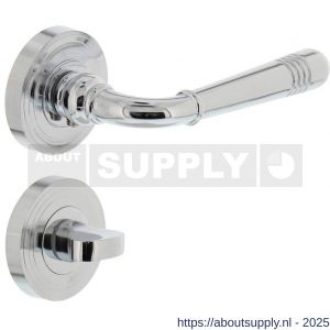 Intersteel 1725 deurkruk Helena op rozet verdekt met rillen diameter 55x10 mm met nokken en WC-sluiting met stift 8x8 mm chroom - S26001774 - afbeelding 1