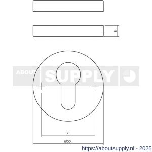 Intersteel Living 3156 cilinderrozetten verdekt diameter 50x8 mm chroom - S26011114 - afbeelding 2