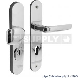 Intersteel Living 3830 voordeurbeslag Ovaal 246x48 mm greep-kruk profielcilindergat 92 mm met kerntrekbeveiliging chroom - S26010218 - afbeelding 1