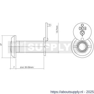 Intersteel 4055 deurspion 200 graden deurdikte 35-55 mm 30 minuten brandwerend diameter 14 mm chroom - S26006713 - afbeelding 2