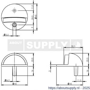Intersteel Living 4420 deurstop bolrond diameter 45x22 mm vloermontage chroom - S26007395 - afbeelding 2