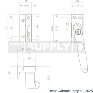 Intersteel Living 6616 SKG* afsluitbare raamsluiting links inclusief sluitplaat met kom Ton 400 chroom-ebbenhout - S26003808 - afbeelding 2