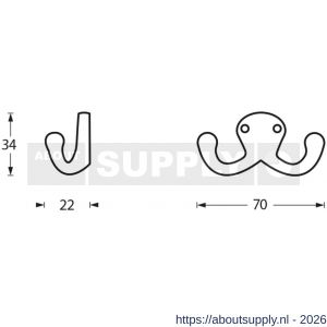 Intersteel Living 6926 jashaak scheepsmodel dubbele haak chroom - S26007779 - afbeelding 2