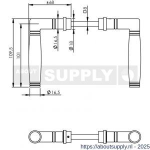 Intersteel 0375 deurkruk Ton 222 chroom mat-ebbenhout - S26001901 - afbeelding 2