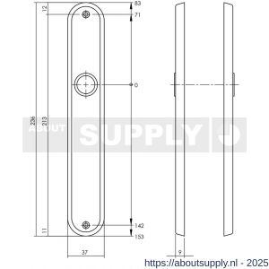 Intersteel 2530 langschild ovaal 236x37x9 mm blind chroom mat - S26007648 - afbeelding 2