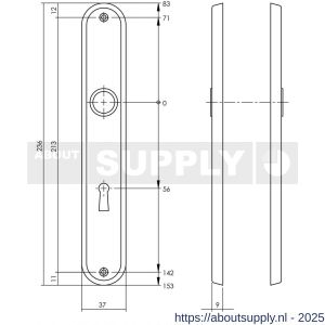 Intersteel 2530 langschild ovaal 236x37x9 mm sleutelgat 56 mm chroom mat - S26003224 - afbeelding 2
