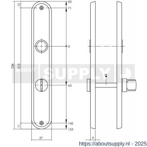 Intersteel 2530 langschild ovaal 236x37x9 mm WC63/8 mm chroom mat - S26003231 - afbeelding 2