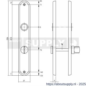 Intersteel 2530 langschild ovaal 236x37x9 mm WC72/8 mm chroom mat - S26003232 - afbeelding 2
