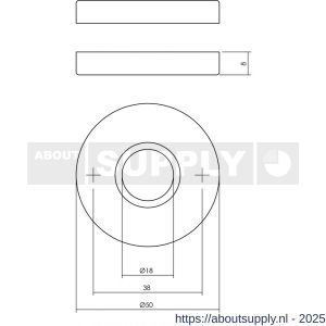 Intersteel 3156 rozetten verdekt diameter 50x8 mm chroom mat - S26002437 - afbeelding 2