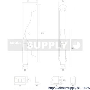 Intersteel 5620 pomp-espagnolet Ton 400 chroom mat-ebbenhout - S26007252 - afbeelding 2