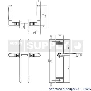 Intersteel 0238 deurkruk Ton Basic met schild rechthoekig met rillen 235x43 mm blind nikkel-ebbenhout - S26009092 - afbeelding 2