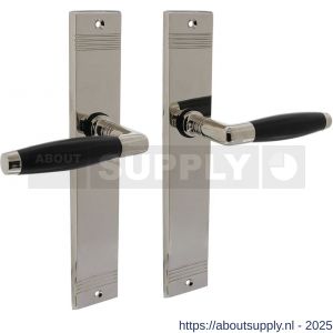 Intersteel 0238 deurkruk Ton Basic met schild rechthoekig met rillen 235x43 mm blind nikkel-ebbenhout - S26009092 - afbeelding 1
