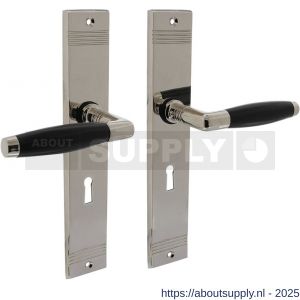Intersteel Living 0238 deurkruk Ton Basic met schild rechthoekig met rillen 235x43 mm sleutelgat 56 mm nikkel-ebbenhout - S26009093 - afbeelding 1