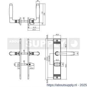 Intersteel Living 0238 deurkruk Ton Basic met schild rechthoekig met rillen 235x43 mm WC 63/8 mm nikkel-ebbenhout - S26009094 - afbeelding 2