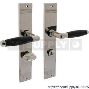 Intersteel Living 0238 deurkruk Ton Basic met schild rechthoekig met rillen 235x43 mm WC 63/8 mm nikkel-ebbenhout - S26009094 - afbeelding 1