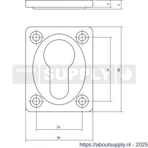 Intersteel 3183 cilinderrozet 47x37x5 mm nikkel - S26007556 - afbeelding 2