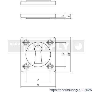 Intersteel Living 3183 sleutelrozetten 38x38x5 mm nikkel - S26011125 - afbeelding 2