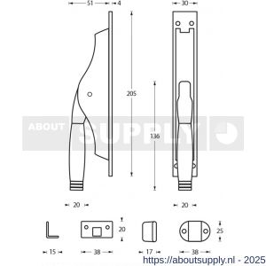 Intersteel 5620 pomp-espagnolet Ton 222 nikkel-ebbenhout - S26007253 - afbeelding 2