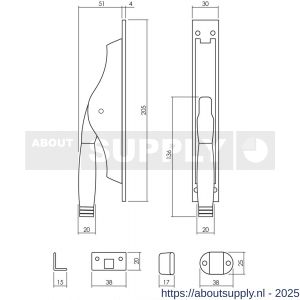 Intersteel Living 5620 set pomp-espagnolet Ton 222 inclusief stangenset 2x 1250 mm nikkel-ebbenhout - S26009351 - afbeelding 2