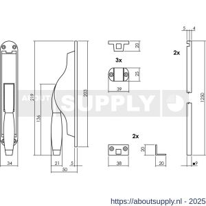 Intersteel Living 5620 set pomp-espagnolet Ton Basic inclusief stangenset 2x 1250 mm nikkel-ebbenhout - S26011033 - afbeelding 2