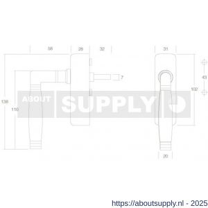 Intersteel Living 6616 raamkruk Ton 222 afsluitbaar op rechthoekige rozet nikkel - S26007723 - afbeelding 2