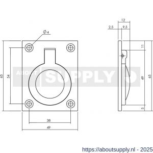 Intersteel Living 7526 luikring recht 65x49 mm nikkel - S26009613 - afbeelding 2