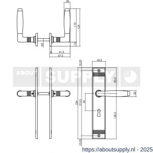 Intersteel 0238 deurkruk Ton Basic met schild rechthoekig met rillen 235x43 mm sleutelgat 56 mm nikkel mat-ebbenhout - S26009101 - afbeelding 2