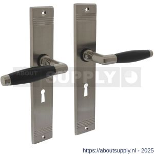 Intersteel 0238 deurkruk Ton Basic met schild rechthoekig met rillen 235x43 mm sleutelgat 56 mm nikkel mat-ebbenhout - S26009101 - afbeelding 1